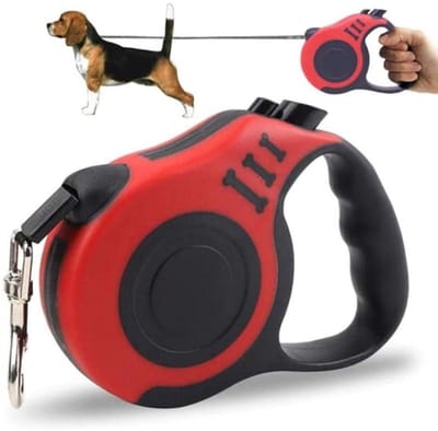 5 meter lange uitschuifbare hondenriem, huisdierriem met antisliphandvat, geschikt voor kleine en middelgrote honden en katten - rood