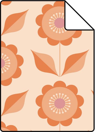 Proefstaal ESTAhome behang bloemen oranje - 26.5 x 21 cm - 130977-S