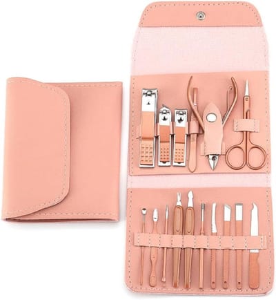 Nagelknipper Set - Manicure Kit - Persoonlijke Verzorging - Roestvrij Staal - 16 Delig - Roze