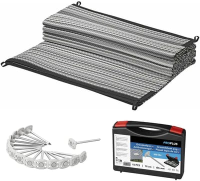 Pro Plus Tenttapijt incl. grondzeilpen 10x - grijs/wit - 250x300 cm - set