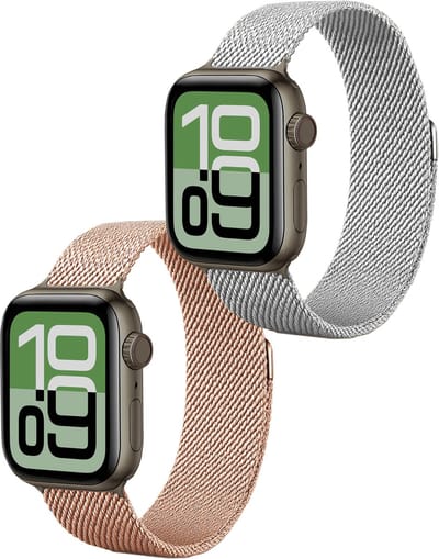 Milanees Bandje Geschikt voor Apple Watch 38/40/41 mm Milanees Bandje - Band Geschikt voor Apple Watch 38/40/41 mm Met Magneetsluiting - Zilver & Rose Goud