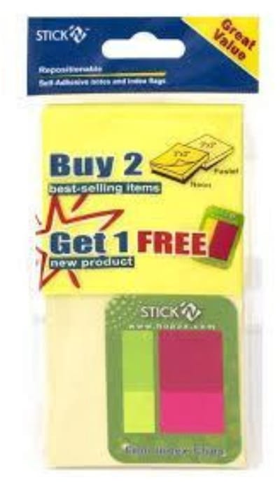 Stick'n Memoblok - Pastel Geel - 76x76mm Neon Geel - 76x76mm - 100 Memoblaadjes - Index clip