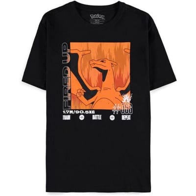Difuzed Pokémon Charizard Fired up Pokédex T-Shirt-Maat XXL (Diversen) Nieuw