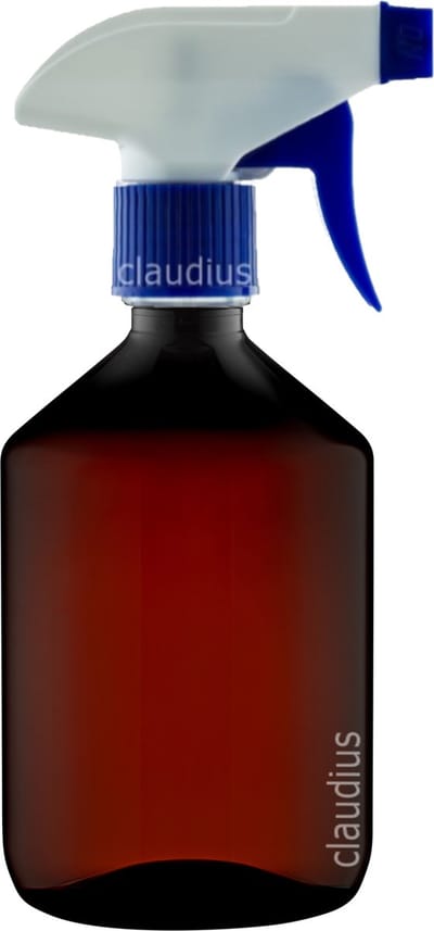 Lege Plastic Fles 500 ml PET Amber bruin - met blauwe spraykop – set van 10 stuks - navulbaar - leeg