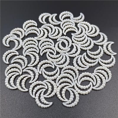 100 Stuks/set Nagelschoonheid Charms voor Sieraden Maken Losse Kralen Hart Ster Bloem Nageldecoratie Witte Kleur ABS Holle Simulatie Parel DIY Ambachten