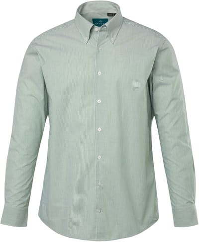 Boston Park - Heren - Gestreept overhemd lange mouwen buttondownkraag - Grasgroen - Maat 3XL