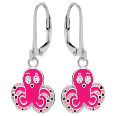 WeLoveSilver - zilveren oorhangers - roze octopus - kinderoorbellen