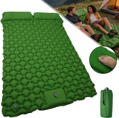 Tweepersoons Slaapmat - Zelfopblazende Slaapmat - Draagbaar Campingmatje Met Voetpomp - Slaapmat Voor Backpacken/Wandelen/Reizen