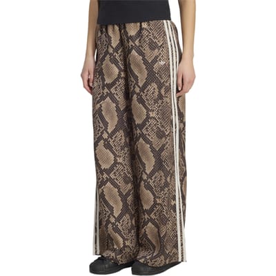 Adidas Satin Snake Print Wide Leg Track Joggers Broeken Dames - Beige - Maat S (34-36) - Poly Mesh