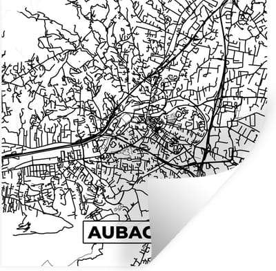 Muurstickers - Sticker Folie - Aubagne - Kaart - Stadskaart - Frankrijk - Plattegrond - Zwart wit - 100x100 cm - Plakfolie - Muurstickers Kinderkamer - Zelfklevend Behang XXL - Zelfklevend behangpapier - Stickerfolie