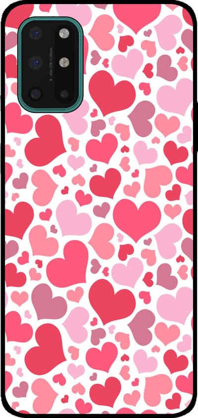 Smartphonica Telefoonhoesje Geschikt voor OnePlus 8T met Hartjes Print - Hearts Design TPU Backcover Case - Kinder Hoesje met Hartjes Design geschikt voor OnePlus 8T