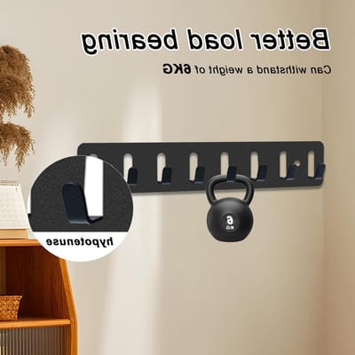 Set van 2 Sleutelhangers met 8 Haken, Wandbevestiging voor Sleutels, Ideaal voor Hal, Woonkamer en Keuken, Matte Zwart