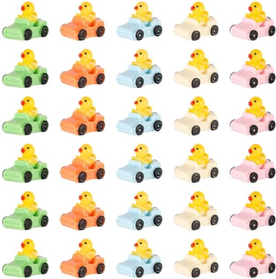 Dailygoods- Miniatuur Eendenfiguren 30 Stuks - Hars Eenden - Tuindecoraties - Mini Auto Eenden - Kantoor Decoratie - Schattige Decoratie 2x1,8x1,5 cm - Decoratiefiguren