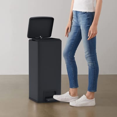 vidaXL - Pedaalemmer - met - anti-vingerafdruk - 30 - L - RVS - zwart