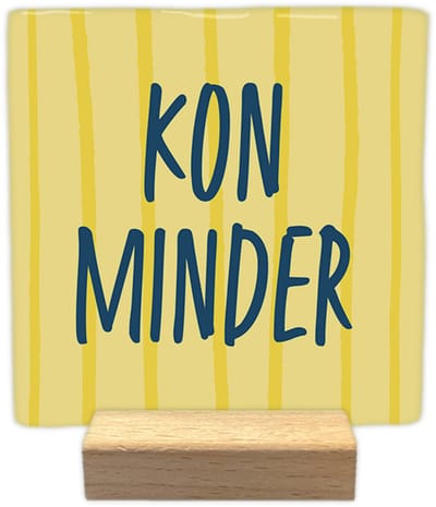 Kon minder - Keramische decoratie tegel - incl. houten presenteerblok
