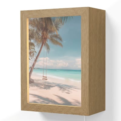 Wandlamp 15x20 cm - Oplaadbaar - Palmboom - Schommel - Strand - Lucht - Wandlampen binnen woonkamer - Slaapkamer lamp met kabel - Decoratieve nachtlamp - Vloerlamp snoer