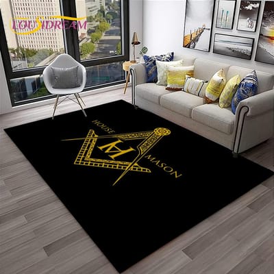 Ring Vrijmetselarij Illuminati Vrijmetselaars Tapijt Tapijt voor Thuis Woonkamer Slaapkamer Sofa Deurmat Decor,Kid Area Rug Antislip Vloermat 200x160cm