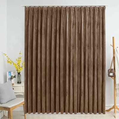 vidaXL - Gordijn - verduisterend - met - haken - 290x245 - cm - fluweel - beige