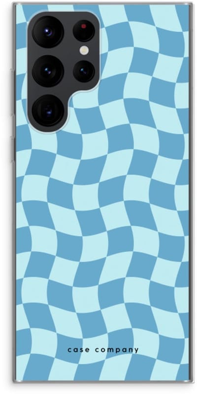 Case Company® - Hoesje geschikt voor Samsung Galaxy S22 Ultra hoesje - Grid Blauw - Soft Cover Telefoonhoesje - Bescherming aan alle Kanten en Schermrand