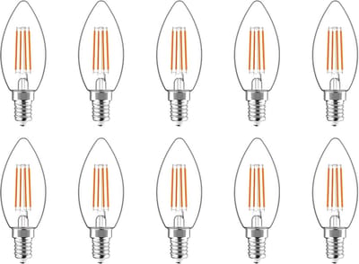 Avide E14 LED Filament Lamp 4.5W - 270lm - 2700K - Neutraal Wit - LED Kaarslamp B35 - Vervangt 40W Gloeilamp - 10 stuks