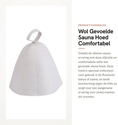 Dailygoods- Sauna Hoed - Wolvilt - 22 x 22 cm - Comfortabel - Intieme Bescherming - Uniek Design - Hittebestendig - Sauna Cap