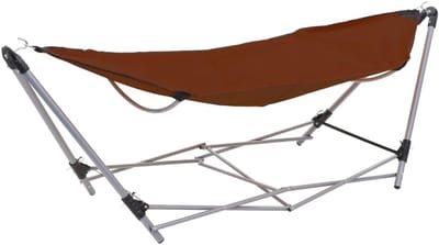 Hangmat met standaard - Opvouwbare hangmat - Ontspannen buiten - Draagbare en inklapbare - 241 cm lang - Bruin