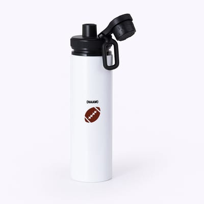 Hacebo® - american football met je eigen naam waterfles met draaidop zwart - sport liefhebbers - NFL - verjaardag - verjaardagscadeau - mensen die houden van american football - cadeau - kado - geschenk - gift - water fles - 850ML