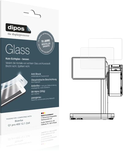 dipos – 2x Matte Pantserfolie geschikt voor Bizerba Q1 pro 400 12.1 Zoll | 9H Screenprotector