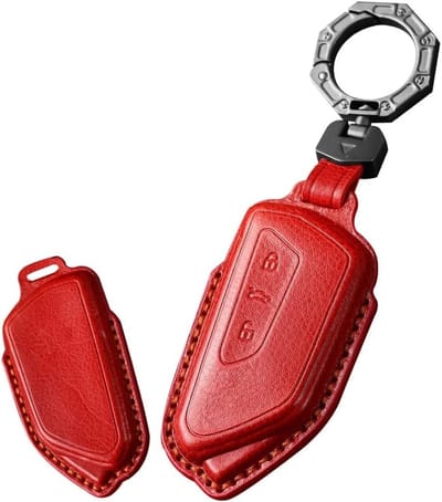 Leren Sleutelhanger Bescherming voor VW Golf 8, ID.3, ID.4, Seat Leon en Skoda Octavia - Keyless Cover voor 3 Sleutels en Afstandsbediening