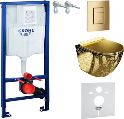 GROHE SOLIDO SOFI SLIM GOLDEN EYE - Inbouwreservoir 50cm - Gouden Drukplaat Cosmopolitan - Toiletset Compleet