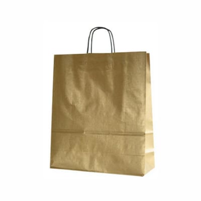 Premium Draagtassen - Papier - 50 Stuks - Goud - Gold - (23x12x30cm) - Papieren Tassen Kraft - Met Gedraaide Handvatten