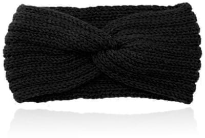 LGT JWLS Gebreide Hoofdband met Kruisknoop - Houdt Oren Warm - Zwart