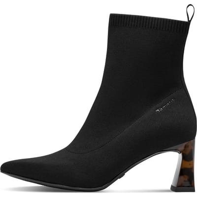 Tamaris dames enkellaarsjes 1-25328-47-001 met bananenhiel, puntige neus, zwart