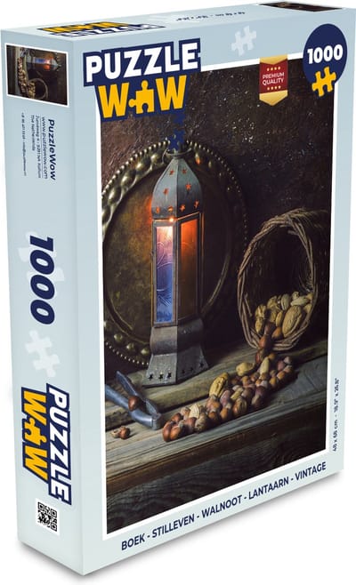 Puzzel Boek - Stilleven - Walnoot - Lantaarn - Vintage - Legpuzzel - Puzzel 1000 stukjes volwassenen