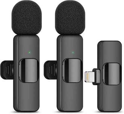 Lavalier draadloze microfoon voor iPhone, mini-microfoon voor opnames, live streaming, YouTube, Tiktok, Facebook, intelligente ruisonderdrukking, automatische synchronisatie, geen app, 2 stuks