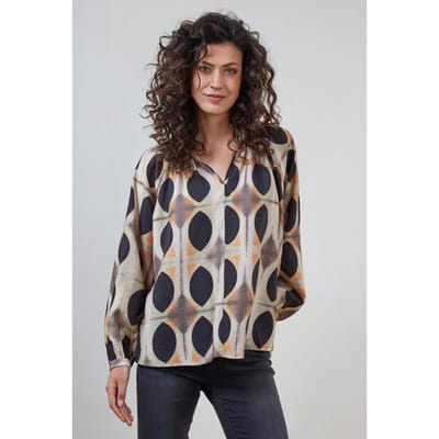 Blouse Cherish Sand with Monsoon print