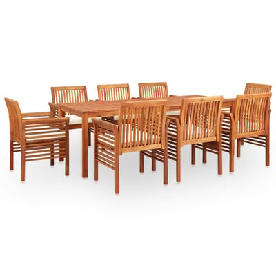 vidaXL - 9-delige - Tuinset - met - kussens - massief - acaciahout