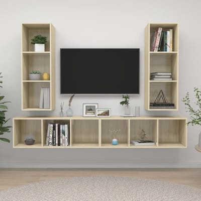 vidaXL - Tv-wandmeubelen - 4 - st - bewerkt - hout - sonoma - eikenkleurig
