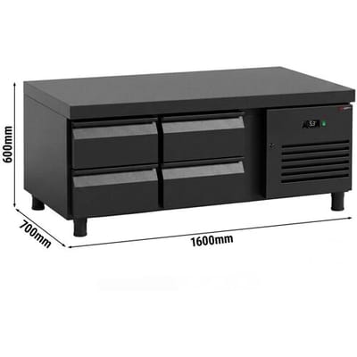 GGM Gastro Kühlunterbau - 1600mm - 191 Liter - 4x GN 1/1 Schubladen - Mattschwarz