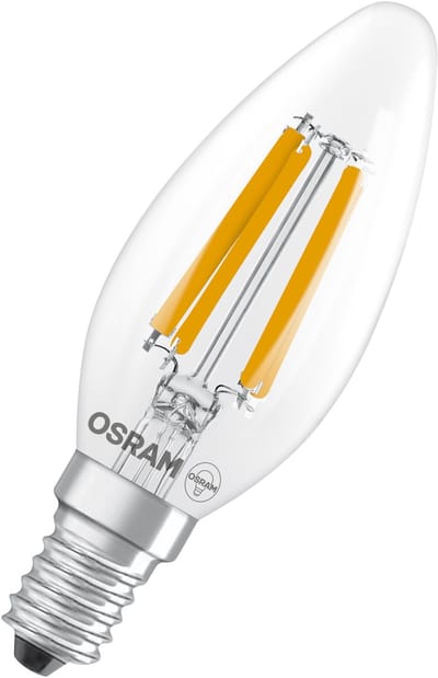 OSRAM LED-lamp mini kaars Classic B40 filament, 2,5W, E14, helder, kaarsvorm, geschikt voor wandlampen, bedlampen, eetkamerlampen