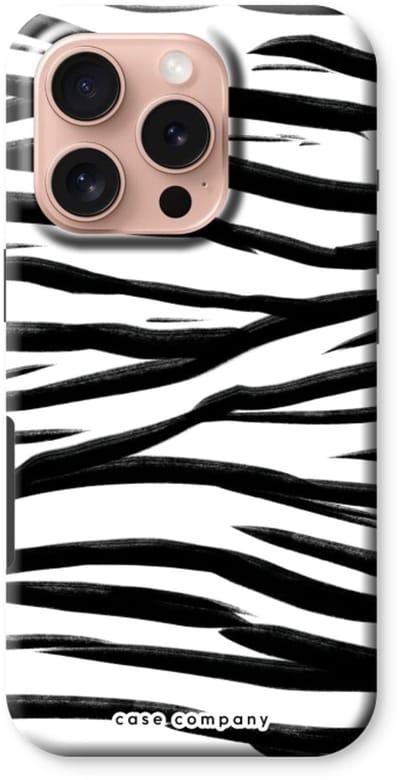 Case Company® - Hoesje geschikt voor iPhone 16 Pro hoesje - Zebra pattern - Tough Case - Maximale Bescherming alle Kanten en Schermrand