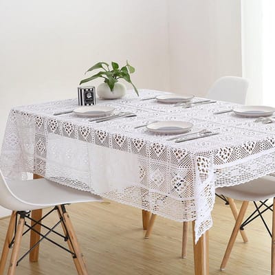 Europees katoenen tafelkleed holle handgemaakte gehaakte tafelkleed platteland wasbaar ronde en rechthoekige hoes voor theetafel 180 X 270CM