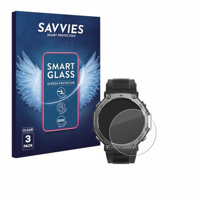 3 Stuks Savvies Screenprotector - geschikt voor Huami Amazfit T-Rex 3 - beschermfolie glas transparant