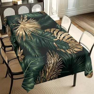 Zomer Tropische Palmbladeren Rechthoekige Tafelkleed voor Tafeldecoratie Vintage Planten Keuken Eettafel Kleed Feestdecoratie 90x140cm gray