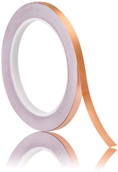 Koperfolie Tape 0.5cm x 20m voor Gitaar, Slakkenbestrijding, Glas-in-lood, Elektrische Reparaties en Aarding
