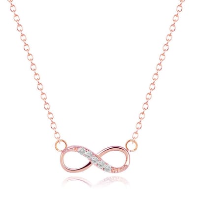 Hippe dames ketting Infinity Zircon Rosegoudkleurig