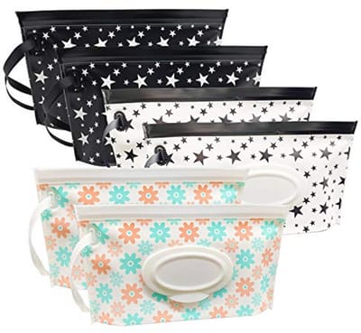 Hergebruikbare en Navulbare Draagbare Doekjes Dispenser voor Baby, Eco-vriendelijk en Lichtgewicht, Voor Natte Doekjes, 6 Stuks