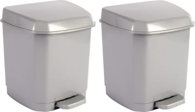 2x hega hogar pedaalemmer - grijs - 7 liter - 26 cm - kunststof - vuilnisemmer- dameshygiene afvalbak - voor toilet/badkamer