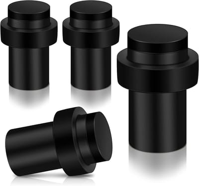 Set van 4 Zwarte Deurstopper voor Binnen en Buiten - Robuuste Rubber Bumper voor Muurbevestiging en Vloergebruik, Ideaal voor Plinten en Zware Deuren