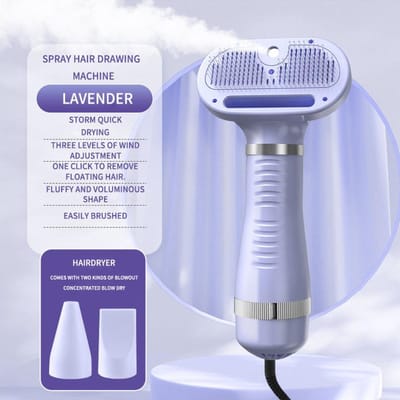 Peigne 4 en 1 pour poils d'animaux de compagnie Peigne à vapeur pour le toilettage des animaux de compagnie pour chien Brosse à vapeur pour chats Brosse de massage Fournitures pour le soin des poils de chiot Produits pour chiens EU Plug violet